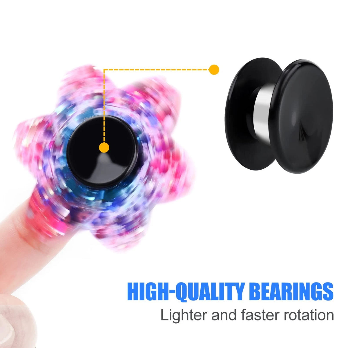 NiArt Fidget Spinner Toy DIY 24 Black Cap Bearings, Bearings Only