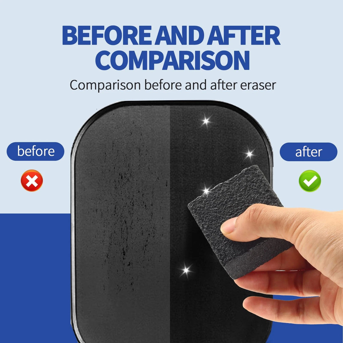 WALACT 2PCS Pickleball Paddle Eraser, Carbon Cleaner, Quick & Effective Black
