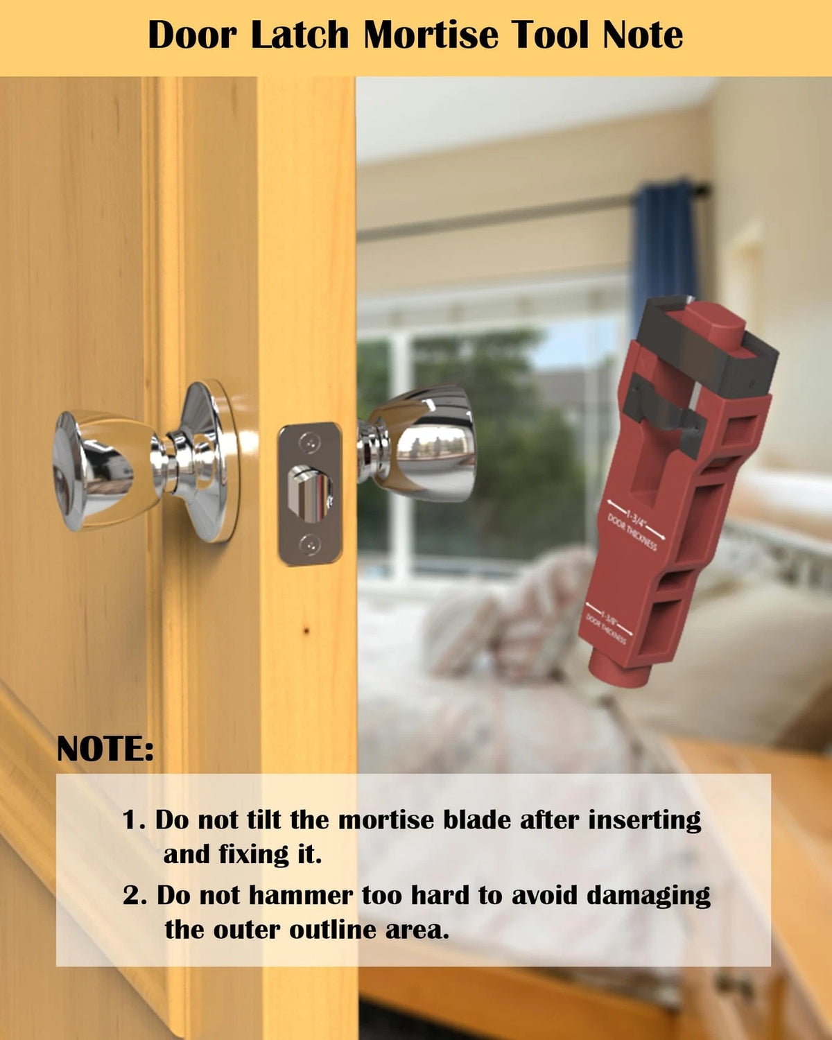Door Latch Mortise Tool Help Remove Material for Clean Cutting, Red