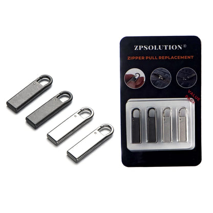 Zpsolution Zipper Pull Tab Replacement 1.5 Inch x 0.33 Inch, Sliver and Black