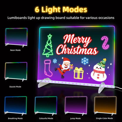 LED Note Board with 7 Colors, 13"x10" Led Drawing 13.7inch*10inch, White