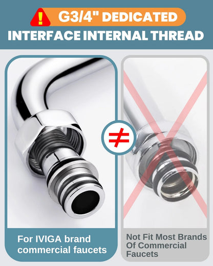 G3/4 Internal Thread Commercial Faucet Swivel Spout 6 Inch, Polished Chrome
