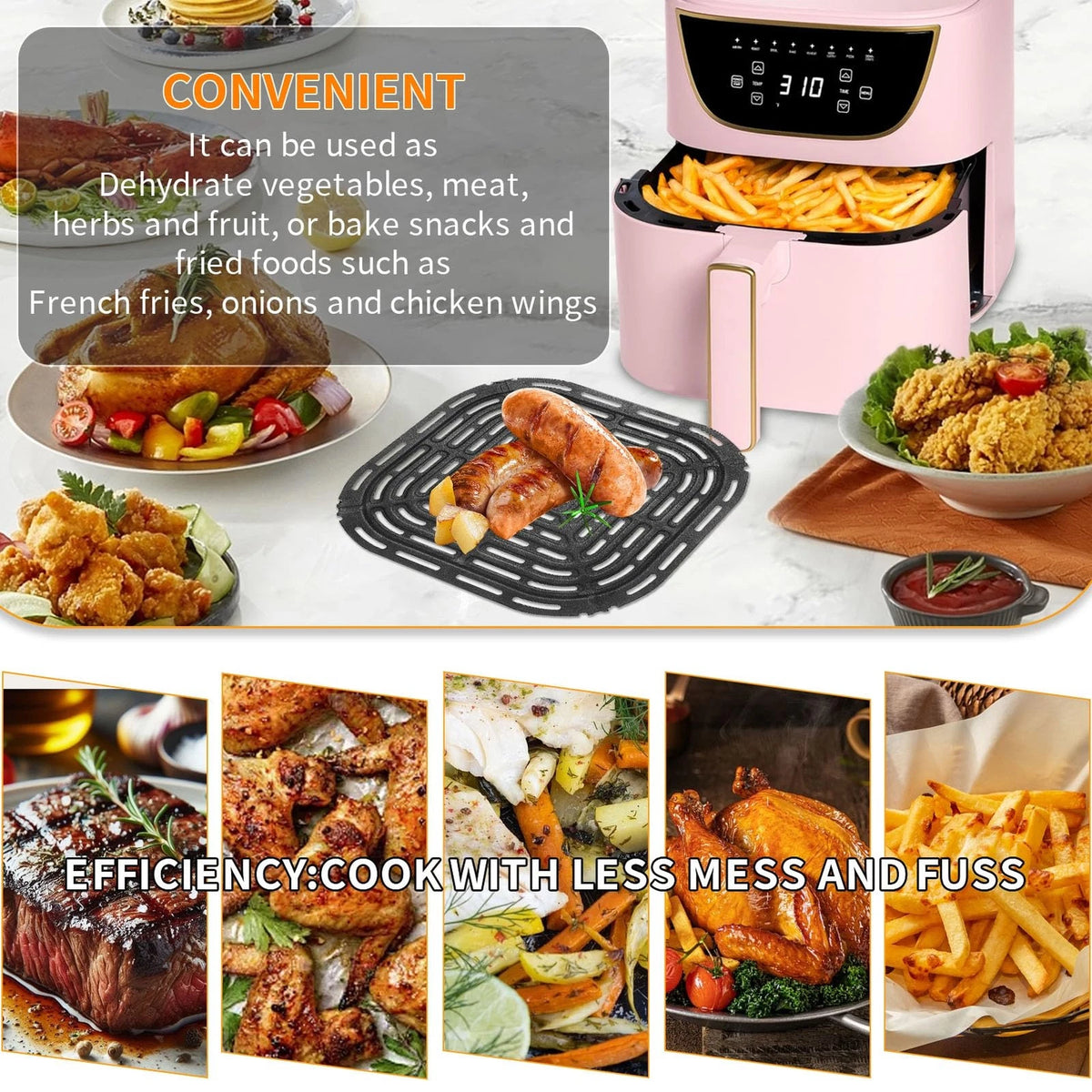 Air Fryer Grill Pan for Chefman 6QT Paris Hilton 6 Quart 8 in 1 Black
