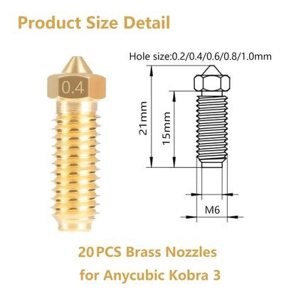 5PCS Nozzles and Silicone Socks for Anycubic Kobra 3/Kobra S1, 3D Printer...