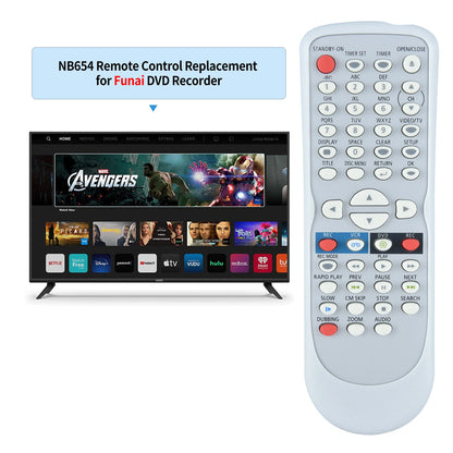 NB654 NB654UD For Funai DVD Recorder Replace Remote Control SV2000 WV20V6