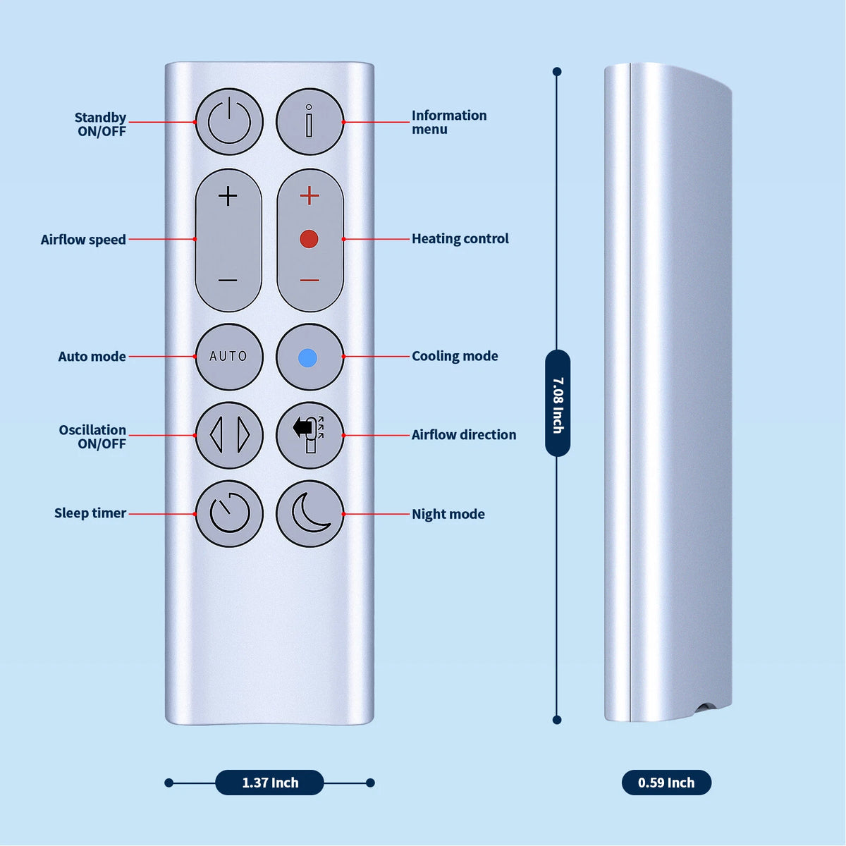 For Dyson Purifier Hot+Cool Purifying Heating Fan HP4B Remote Control