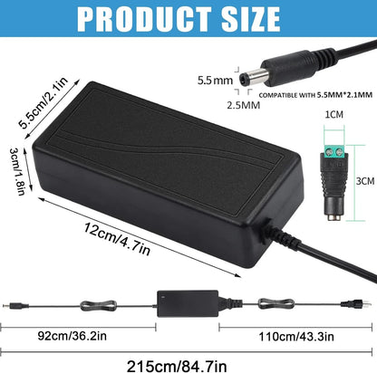 24 Volt 6 Amp Power Supply,100-240V AC to DC 24V 6A 5A 4A 3A 2A 1A black