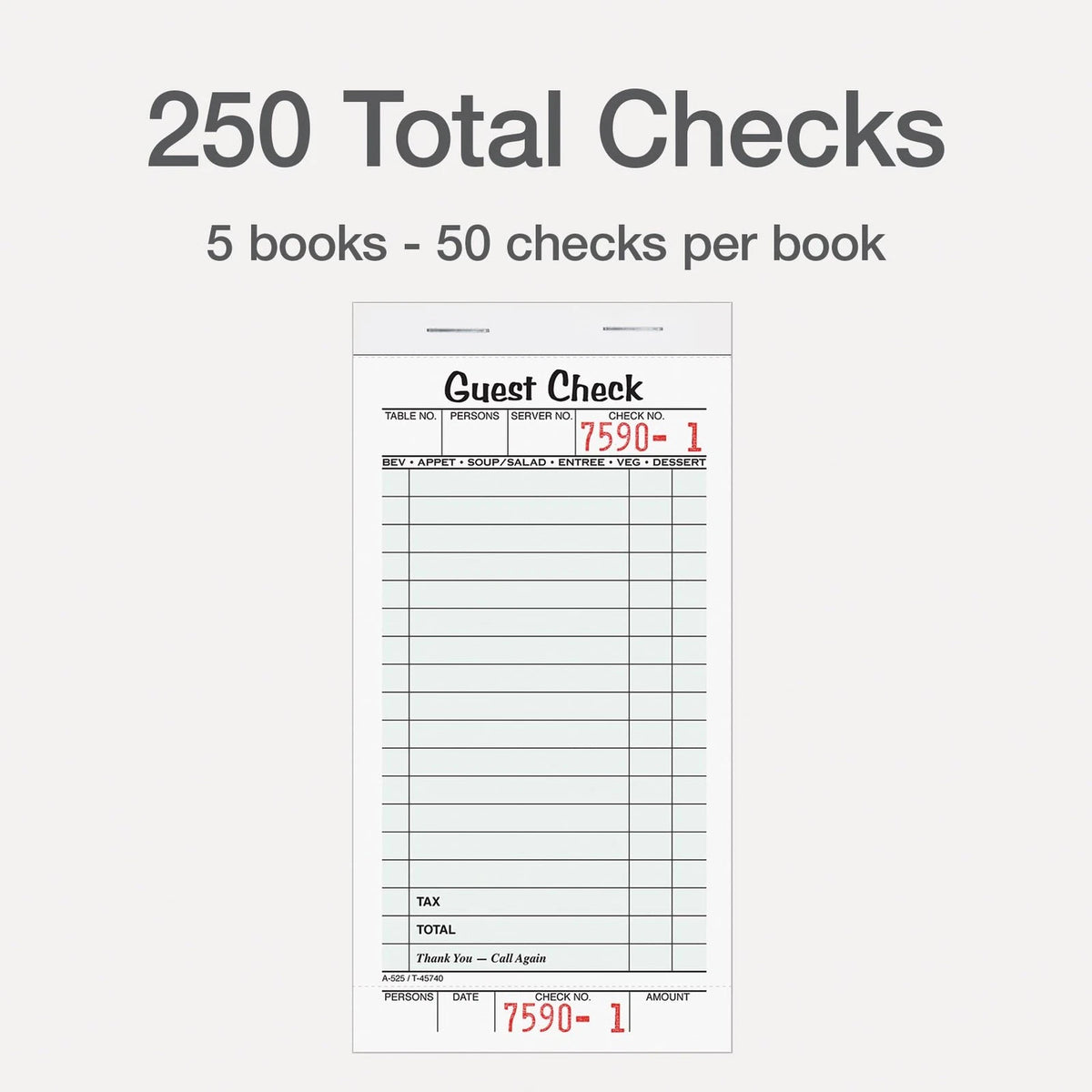 Adams Guest Check Pads, Single Part, Perforated, 3-2/5 x 6-3/4 Inches, White