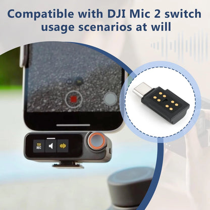 for DJI MIC 2 Adapter Type-C Phone Wireless Microphone Receiver Mic Black