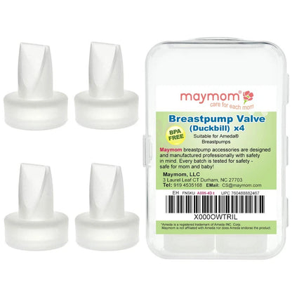 Maymom Pump Valve Compatible with Ameda Purely 4 Count (Pack of 1), White