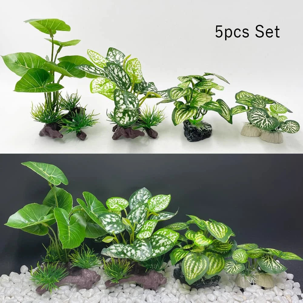 Smoothedo-Pets Fish Tank Decorations Aquarium zzzz-s, Mix-leaf-set-c