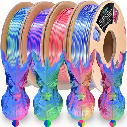 OVV3D 3D Printer Filament 1.75 millimeters, 4 Pack Tri-color & Dual-color