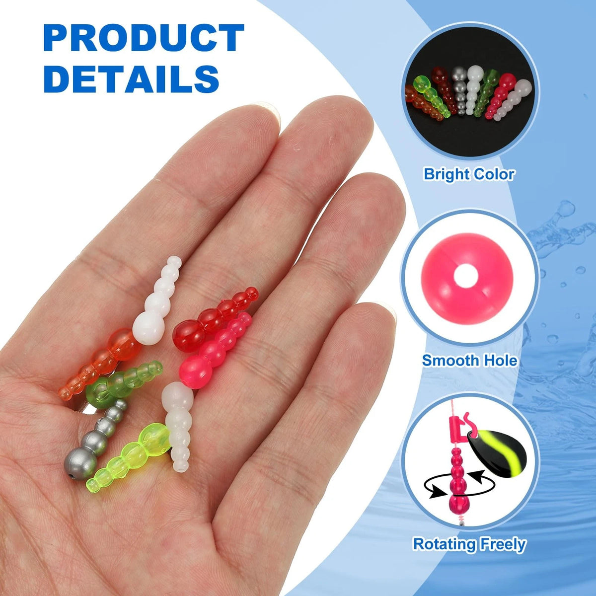 PATIKIL Stacked Fishing Beads, 250Pcs Plastic Bead 18mm, Fuchsia