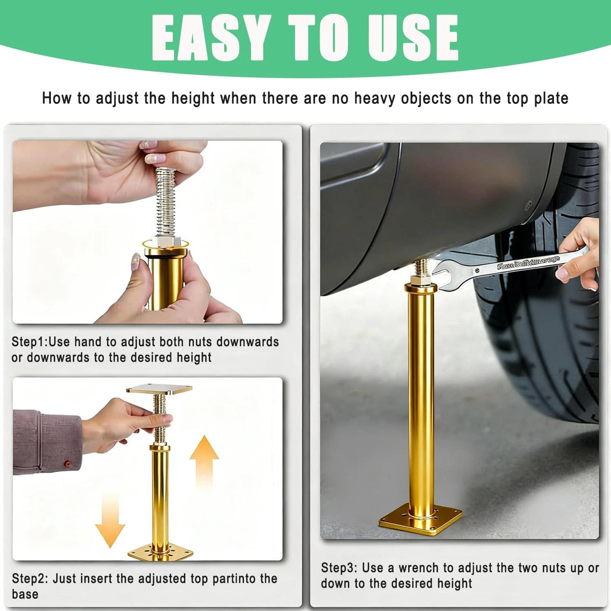 6 PCS House Floor Jacks Post Pole for Leveling, 12" - 16.5" Height Gold