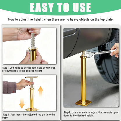 6 PCS House Floor Jacks Post Pole for Leveling, 12" - 16.5" Height Gold