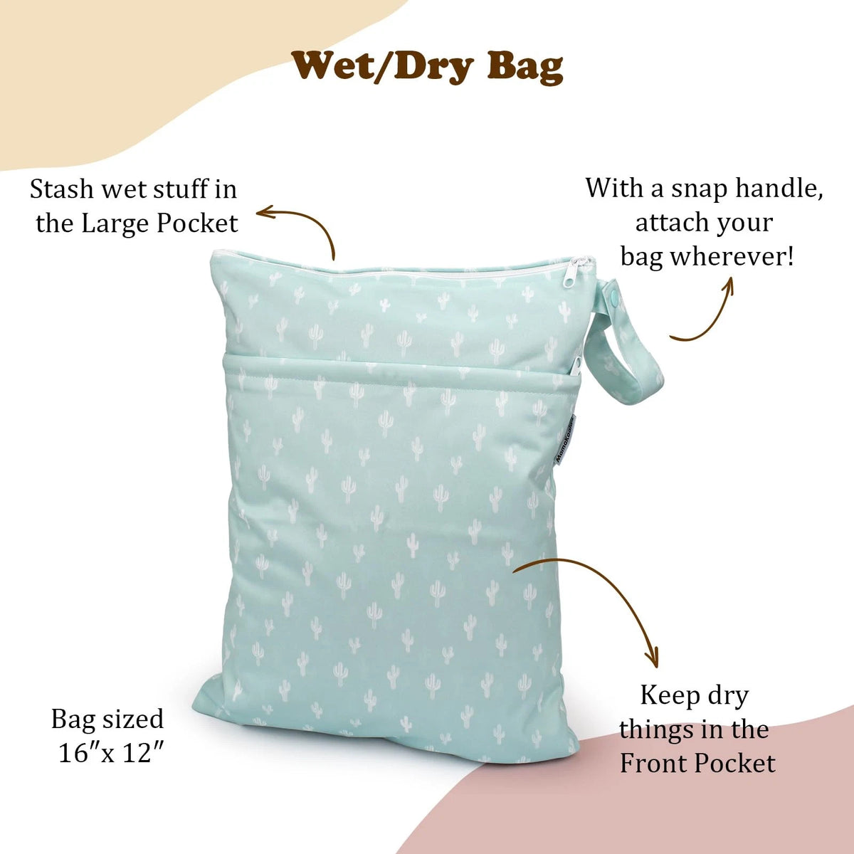 Mama Koala Waterproof Wet Dry Bags for Baby Items, Cloth 16in x 12in, W017