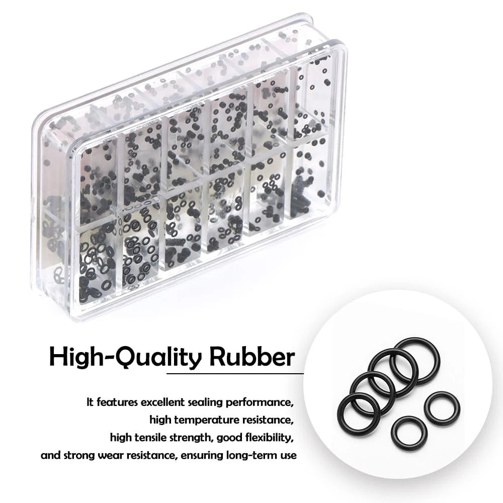 700 Pcs Watch Crown O Ring, Gaskets Rubber O Ring Kit for Black