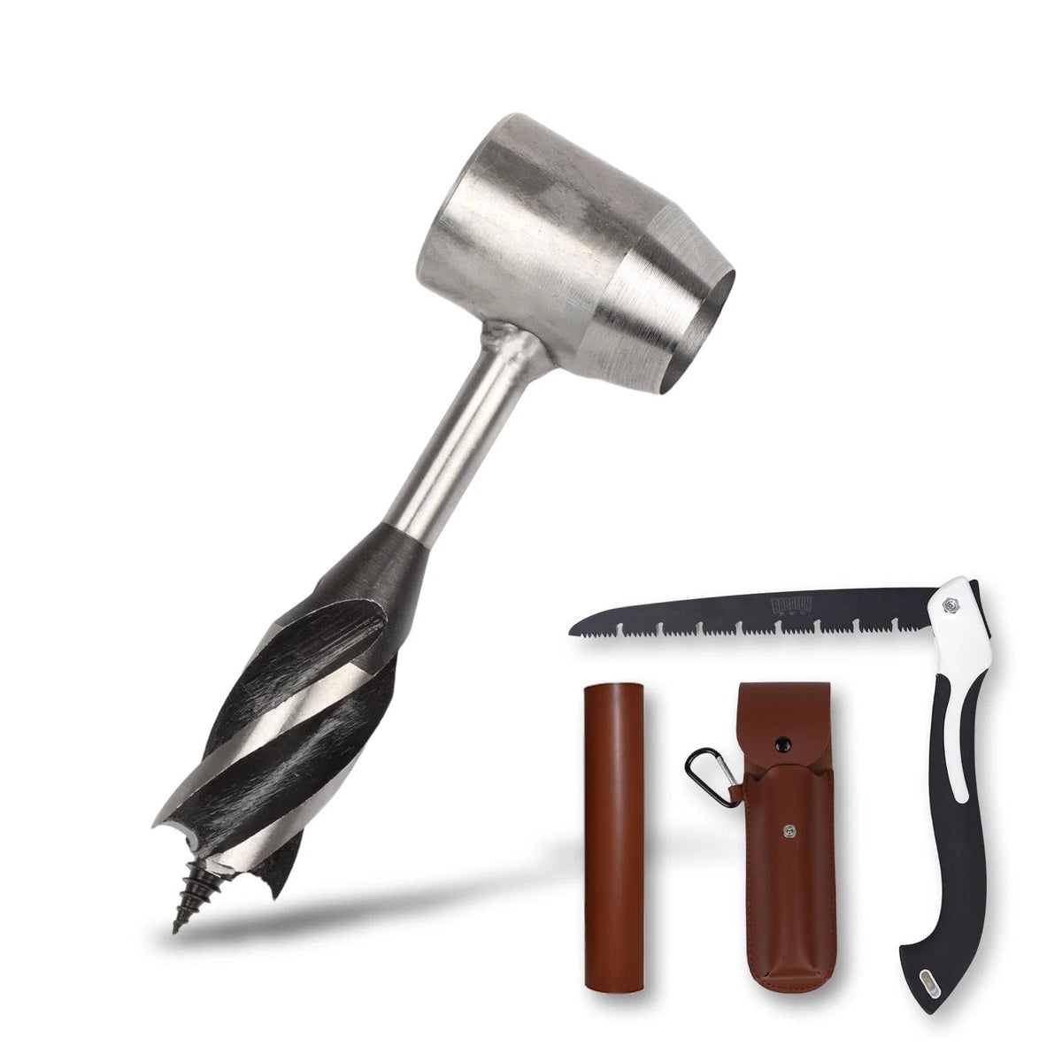 Bushcraft Gear Hand Auger Drill,Survival Tools with Folding Saw Making 1“Dia