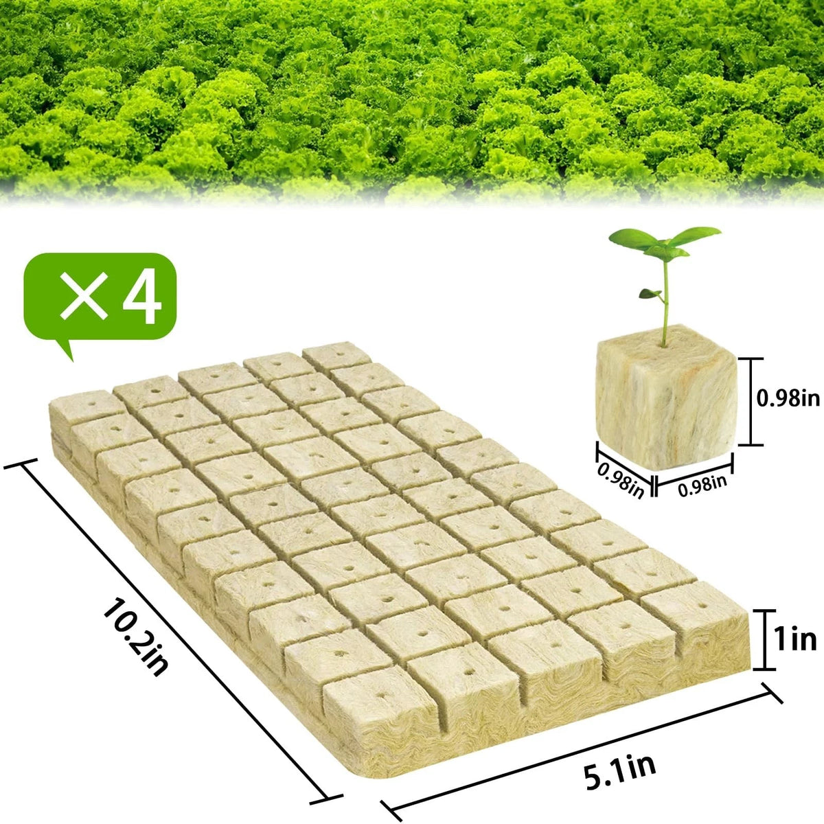 Halatool 1 Inch Rockwool Cubes Garden Rock Wool Stoool 1" Cubes, 4 Sheets