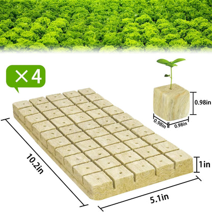 Halatool 1 Inch Rockwool Cubes Garden Rock Wool Stoool 1" Cubes, 4 Sheets