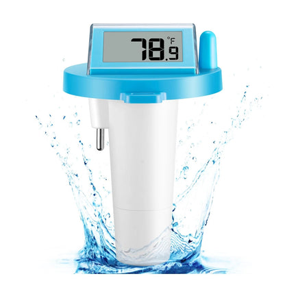 Solar Pool Thermometer Floating Easy Read - IPX8 Waterproof Digital Blue