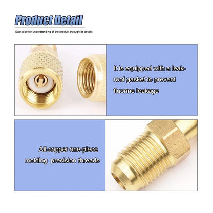 Straight & 45° Adapter Set R410A 5/16 to 1/4 SAE Brass for Air Conditioner
