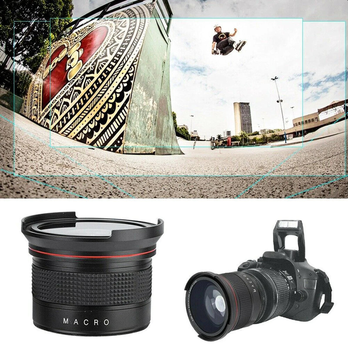 58mm 0.35X Fisheye Camera Lens Wide Angle For Canon Rebel T7 EOS 80D 77D 70D