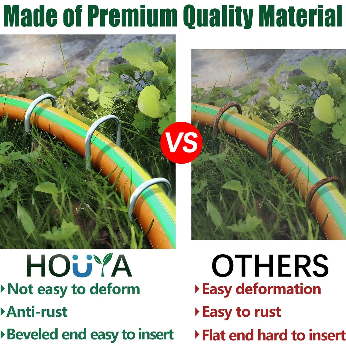 HOUYA 50 Pack Garden Stakes 4 Inch U-Shaped Drip Irrigation 4 Inch, sliver