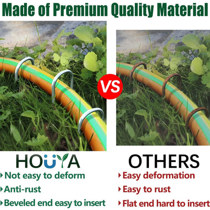 HOUYA 50 Pack Garden Stakes 4 Inch U-Shaped Drip Irrigation 4 Inch, sliver