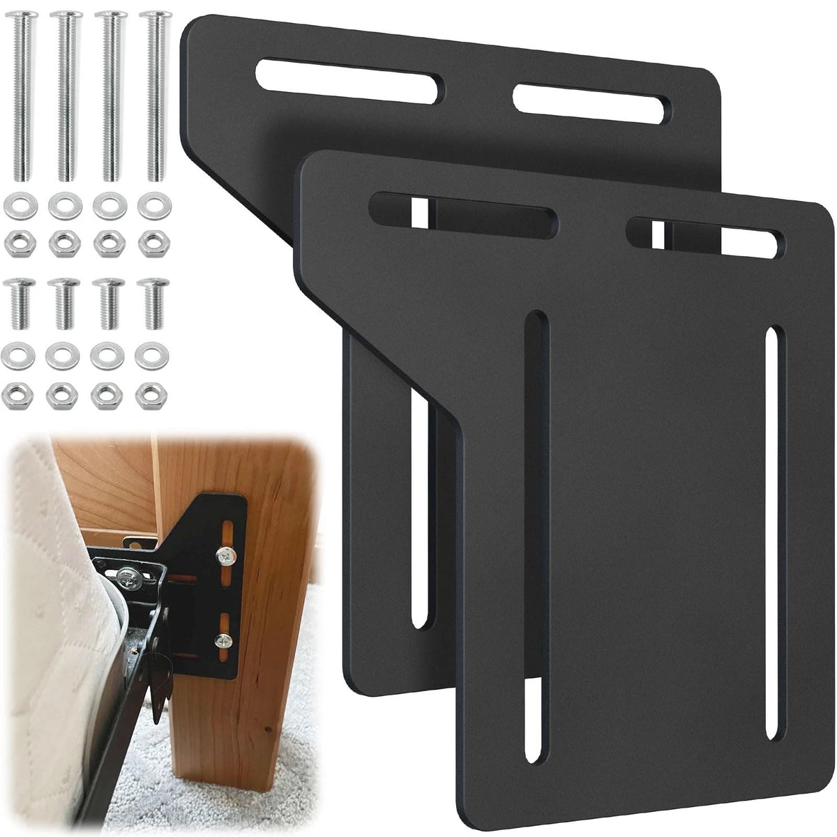 2 PCS Bed Frame Brackets Adapter for Large, 2Pcs Headboard Attachment