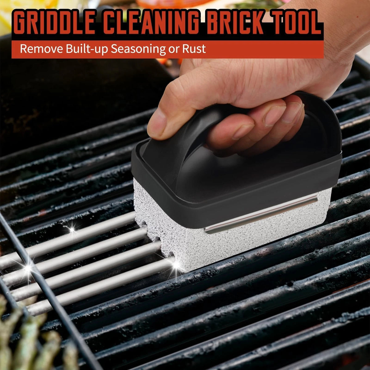 Griddle Cleaning Kit for Blackstone, Heavy-Duty Scraper & 12pcs Orange