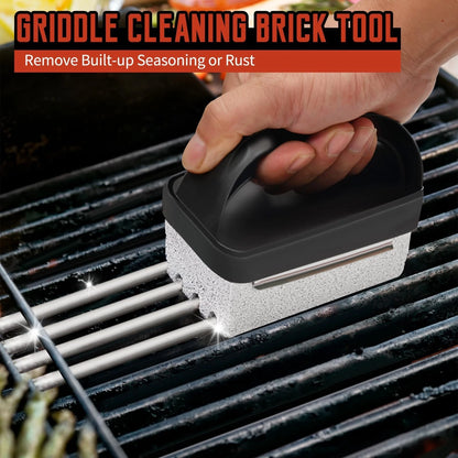 Griddle Cleaning Kit for Blackstone, Heavy-Duty Scraper & 12pcs Orange
