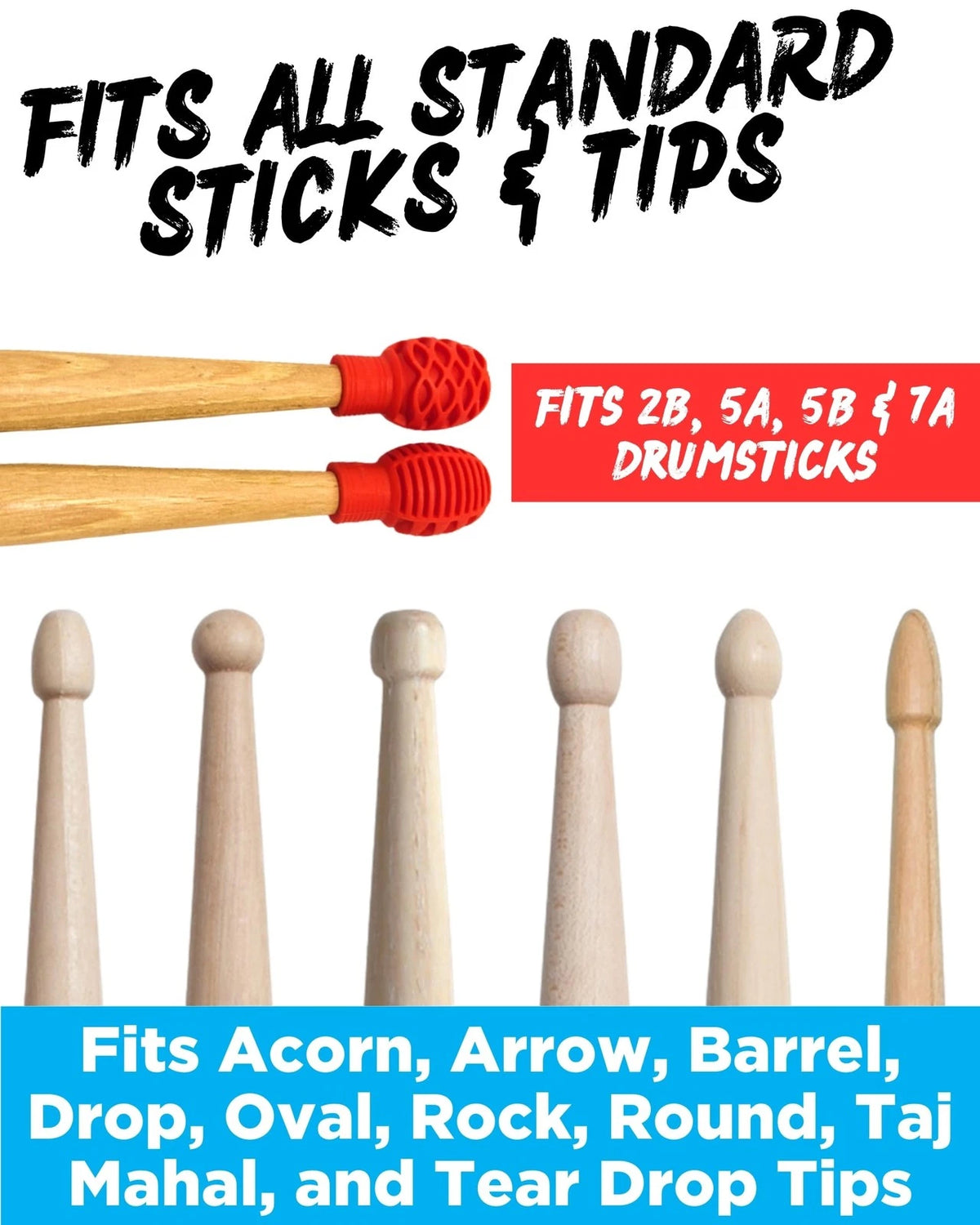 Drumstick Dampeners for Silencing Drumming Practice - Replace Red and Black