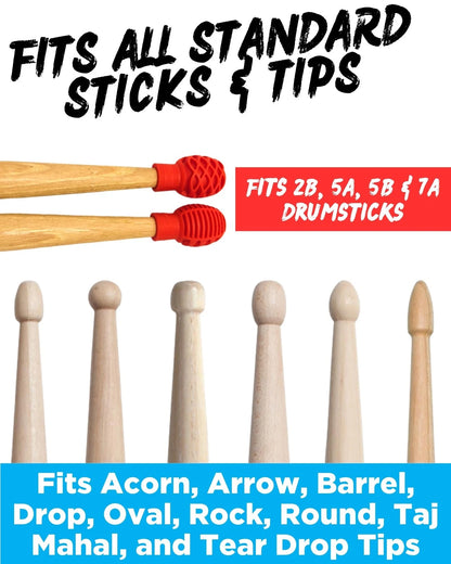 Drumstick Dampeners for Silencing Drumming Practice - Replace Red and Black