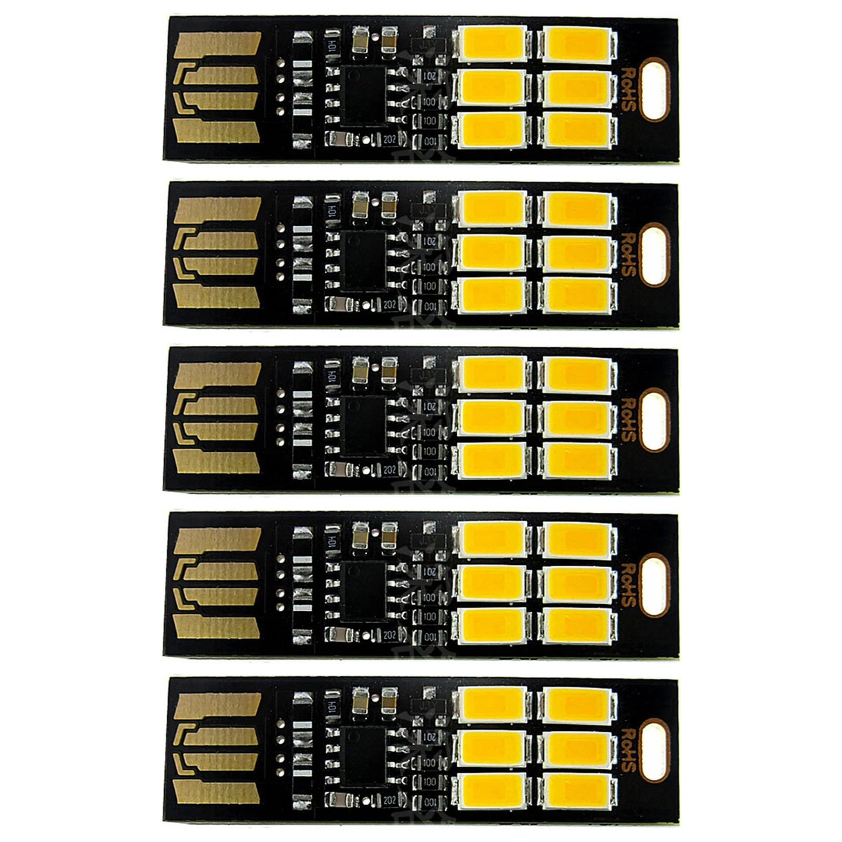 5Pcs 6-LED USB Portable Keychain Lamp W/ Touch Dimming 1W 3200K Warm Light