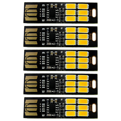 5Pcs 6-LED USB Portable Keychain Lamp W/ Touch Dimming 1W 3200K Warm Light