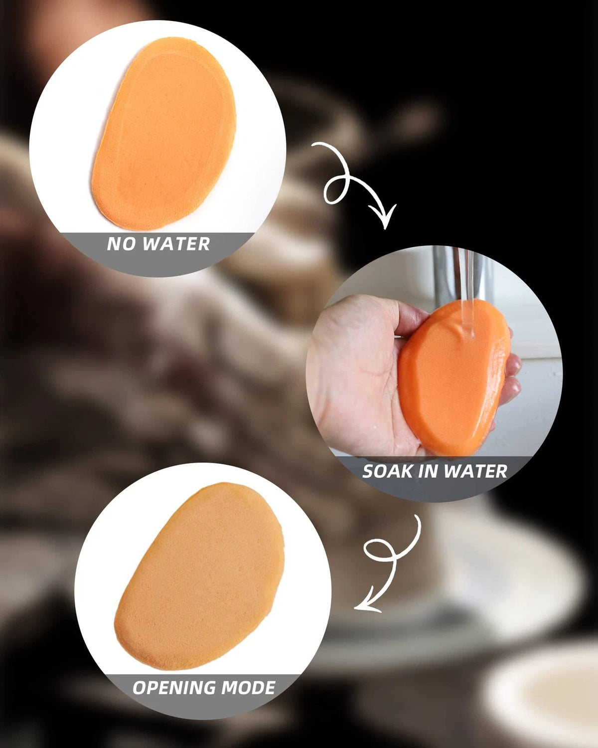 Pottery Sponge for Clay, Clay Cleanup and Shaping Blue, Orange, White