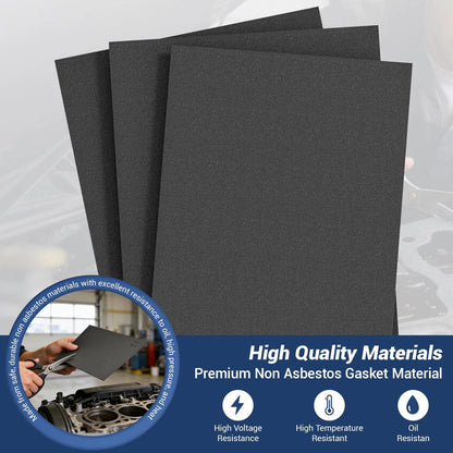 Arwnnklo Non-Asbestos Gasket Material - 14"*11" - 0.8mm / 1mm / 1.2mm -3 Pcs