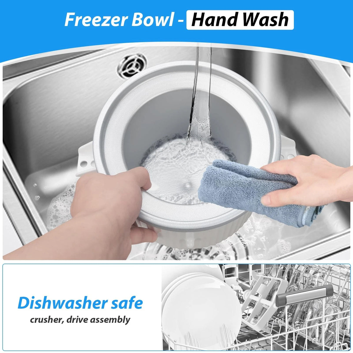 GuanQiao Ice Cream Maker Attachment: For KitchenAid Stand 2 Quart, White