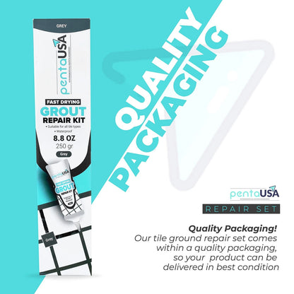 PentaUSA Tile Grout Repair Kit - Premixed Acrylic Sanded for Gray