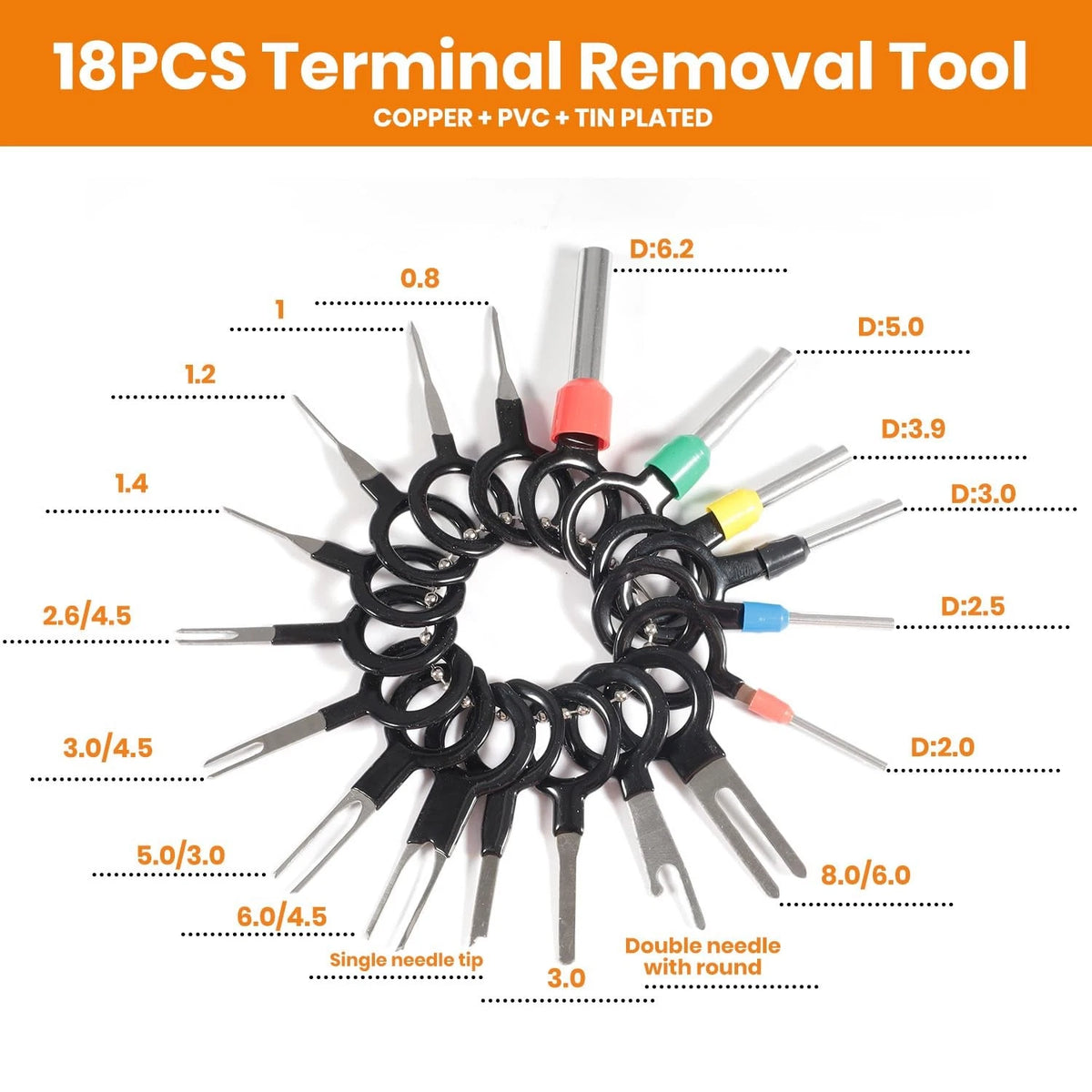 719PCS 19 Types Automotive Pin Connector Kit With Wire Crimping Tool, Nickel