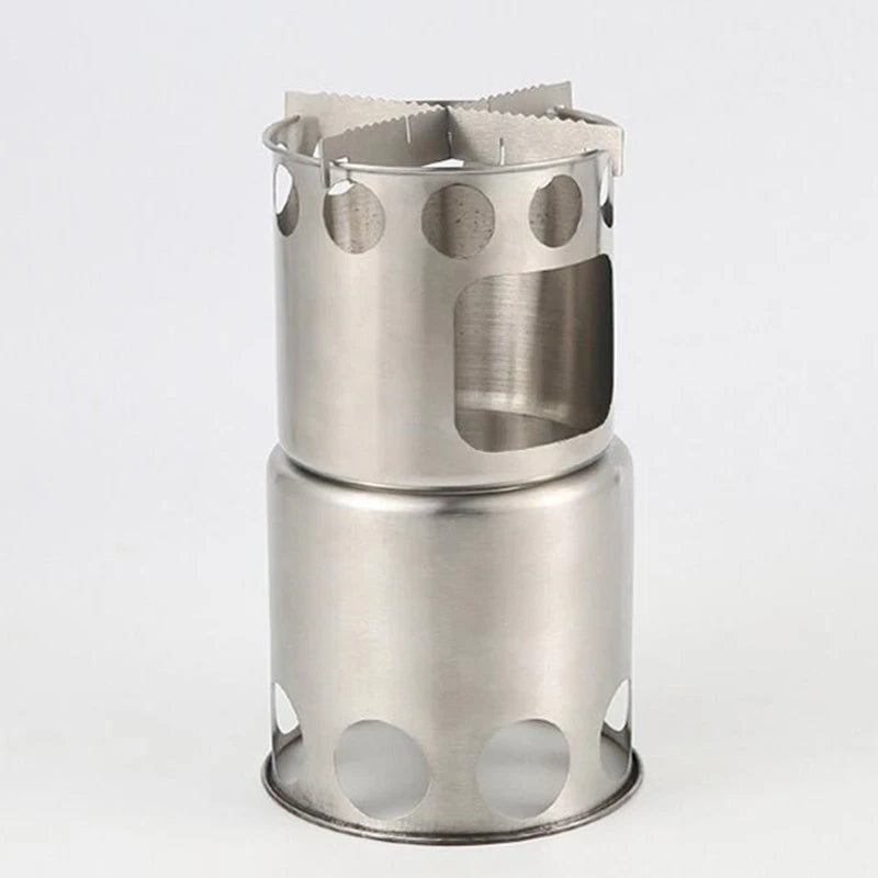 Protable 304 Stainless Steel Outdoor Camping Cookware Wood Stove Hiking Tool