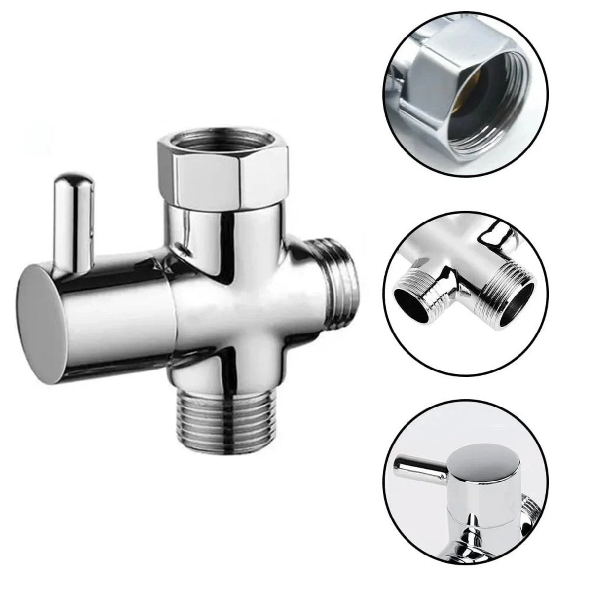 Solid Metal Water Divider 1/2in Connection for Handheld Fixed Head Switching