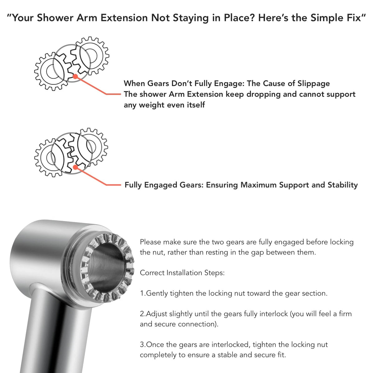 5 Inch Adjustable Shower Head Extension Arm, With Locking 5 inches, 1. Chrome