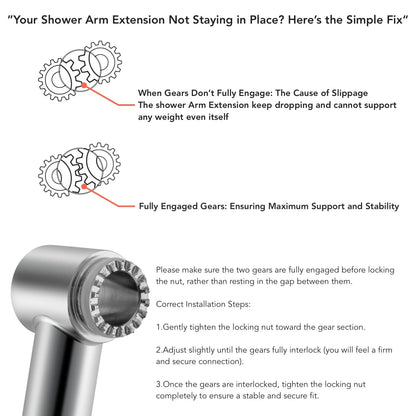 5 Inch Adjustable Shower Head Extension Arm, With Locking 5 inches, 1. Chrome