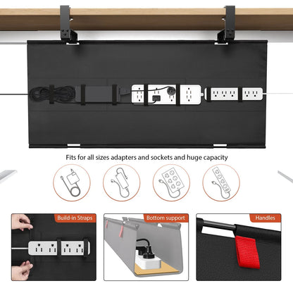 Univivi No Drill Under Desk Cable Management Tray, 36" 36"L x 5.5"W, Black
