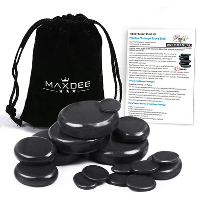 Maxdee Massage Stones Essential Hot for 6 PCS - 2.4 x Inch, Black