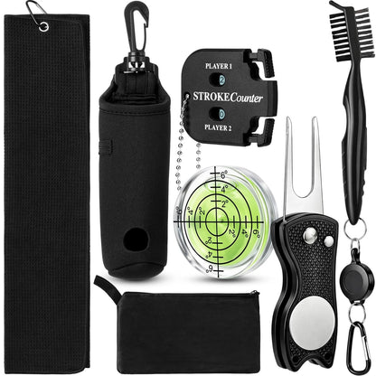 Teyva Daily 7 Pcs Golf Accessories Kit Cleaning Include black