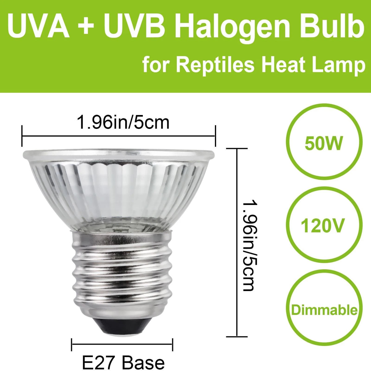 YEGRUEB UVB UVA Reptile Light Bulb 50W for Reptiles and Warm White