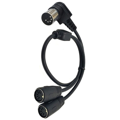 5 PIN MIDI DIN Male Right Angle Plug to 2 Female Socket Y Splitter Adapter Cable